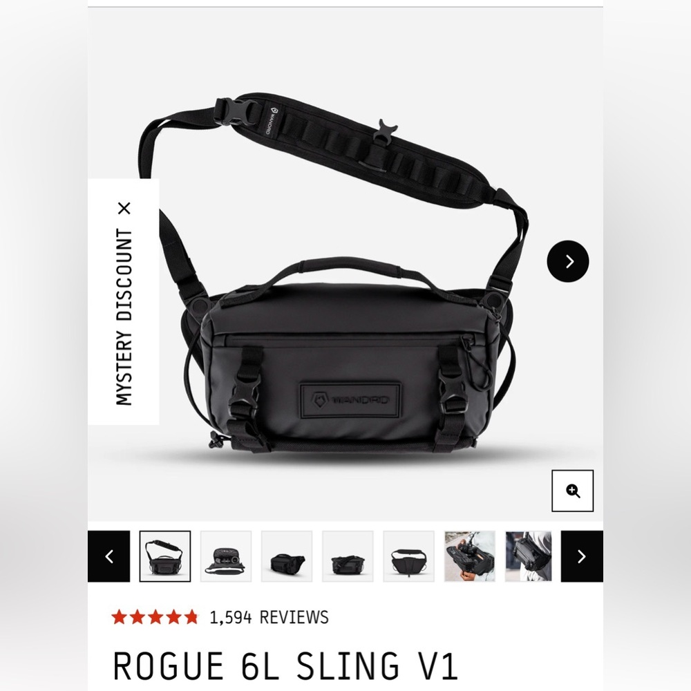 NWT Wandrd Rogue 6L SLING V1 Black Messenger Bag